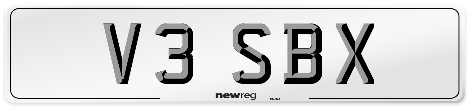 V3 SBX Number Plate from New Reg